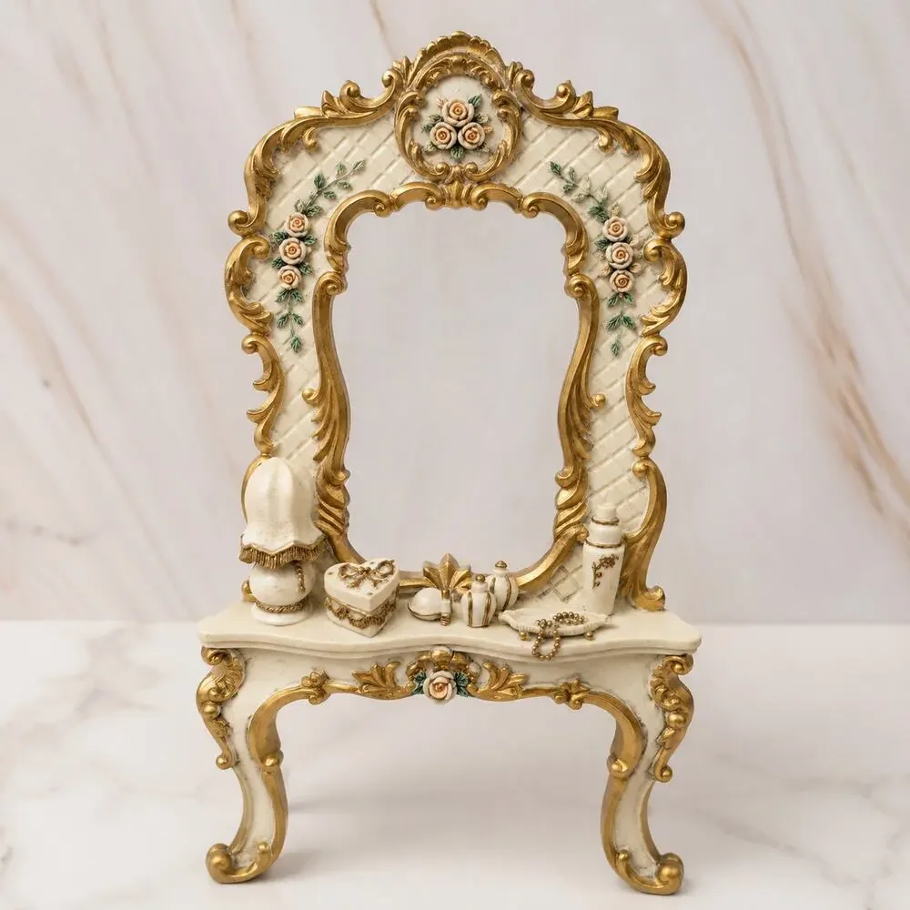 Vintage Vanity Picture Frame with Mini Lamp & Perfume – 3x5 - Picture 2 of 10